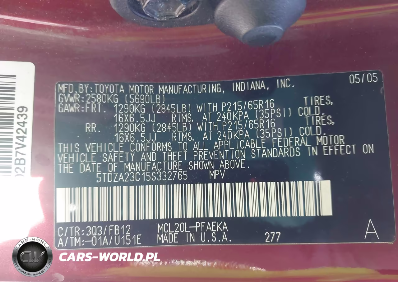 2005 Toyota Sienna Le VIN:5TDZA23C15S332765 - 9