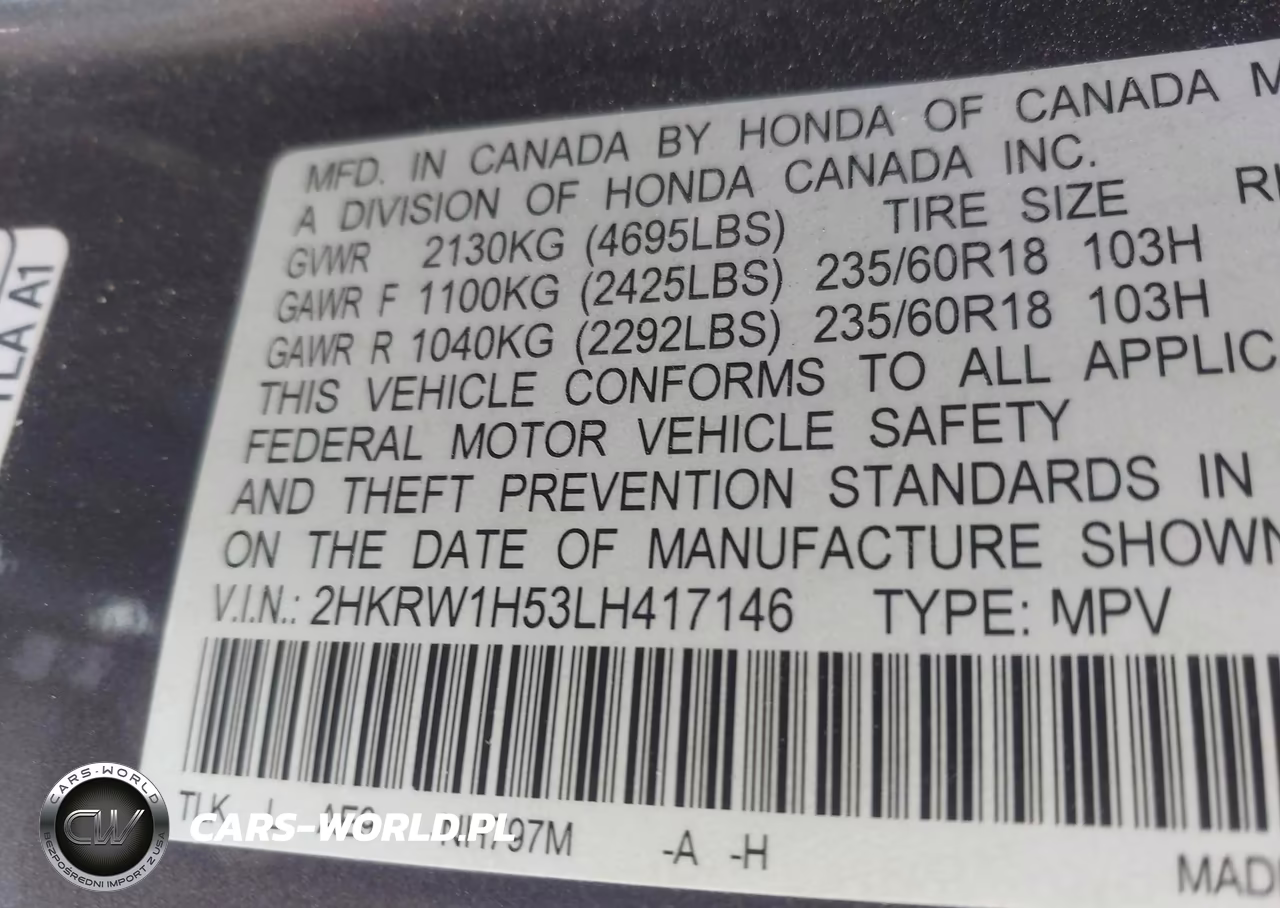 2020 Honda Cr-V 2Wd Ex VIN:2HKRW1H53LH417146 - 9