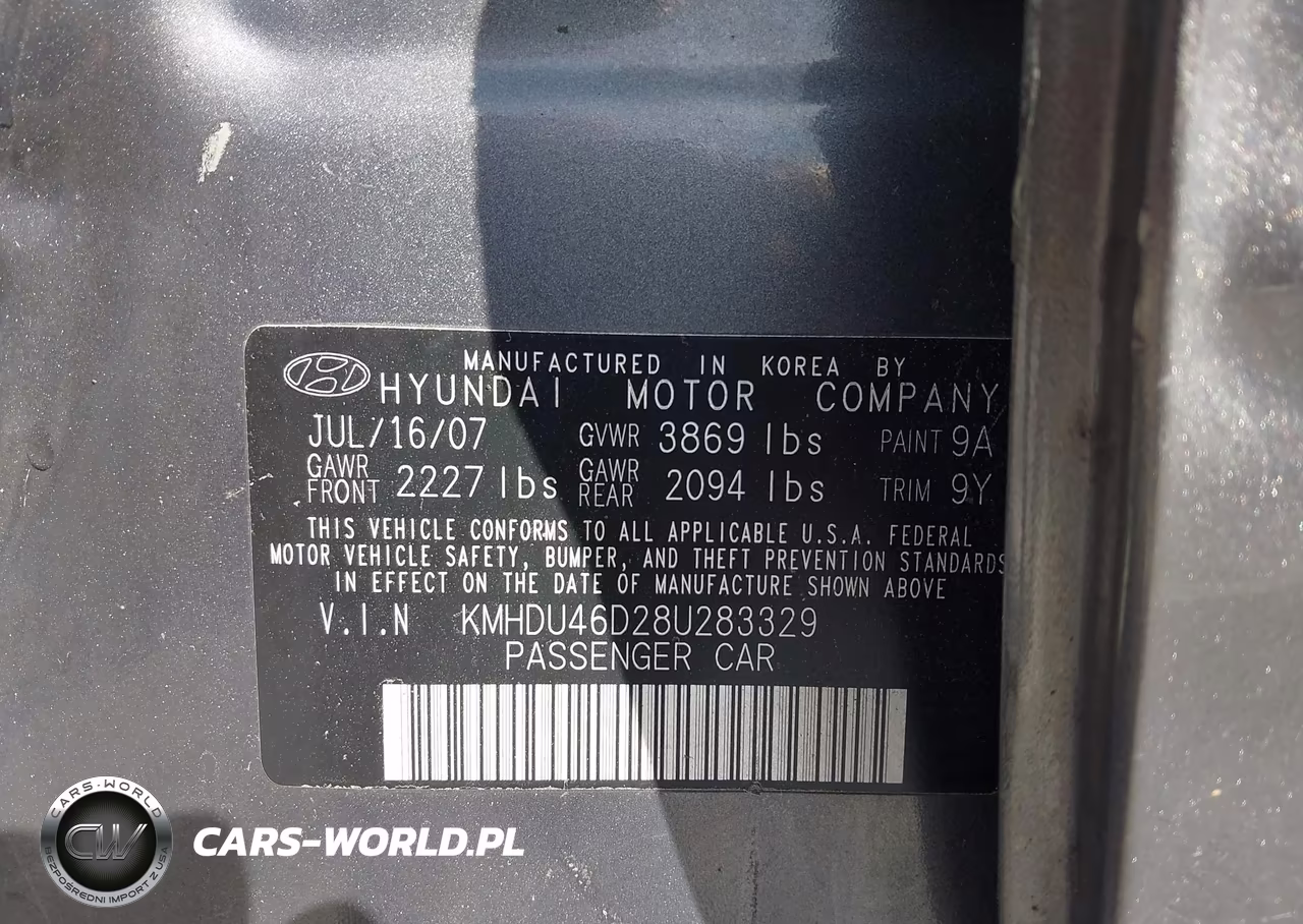 2008 Hyundai Elantra Gls-Se VIN:KMHDU46D28U283329 - 9