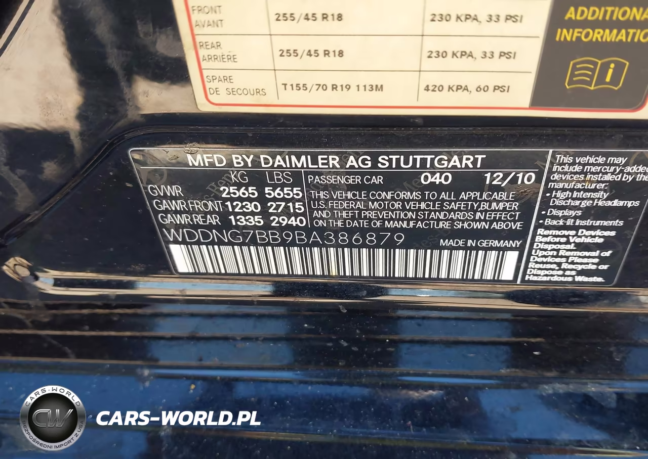 2011 Mercedes-Benz S 550 VIN:WDDNG7BB9BA386879 - 9