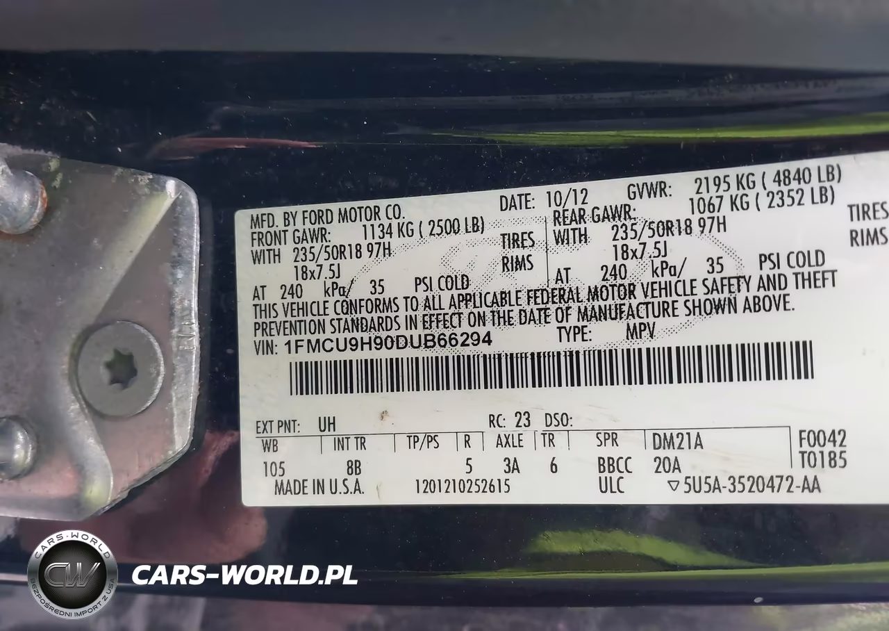 2013 Ford Escape Sel VIN:1FMCU9H90DUB66294 - 9