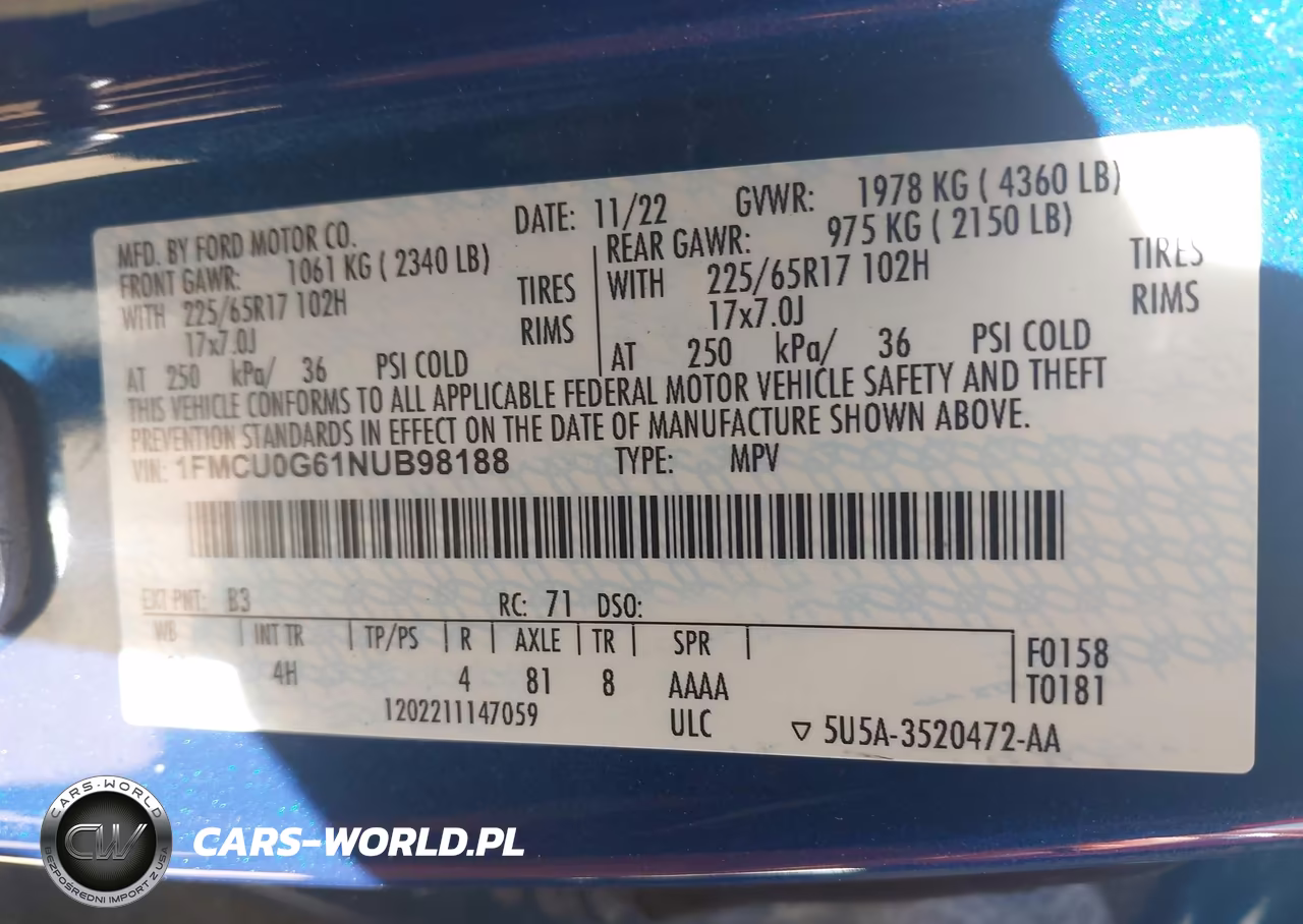 2022 Ford Escape Se VIN:1FMCU0G61NUB98188 - 9