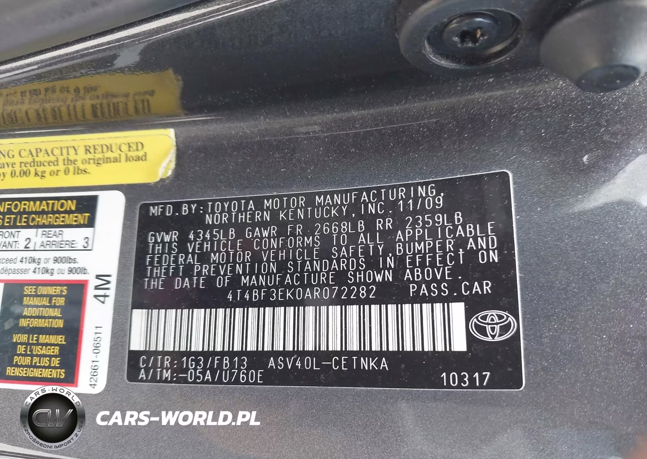 2010 Toyota Camry Le VIN:4T4BF3EK0AR072282 - 9