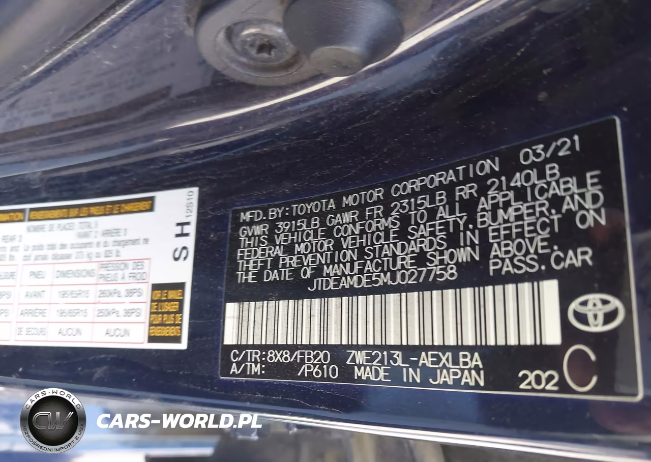 2021 Toyota Corolla Hybrid Le VIN:JTDEAMDE5MJ027758 - 9