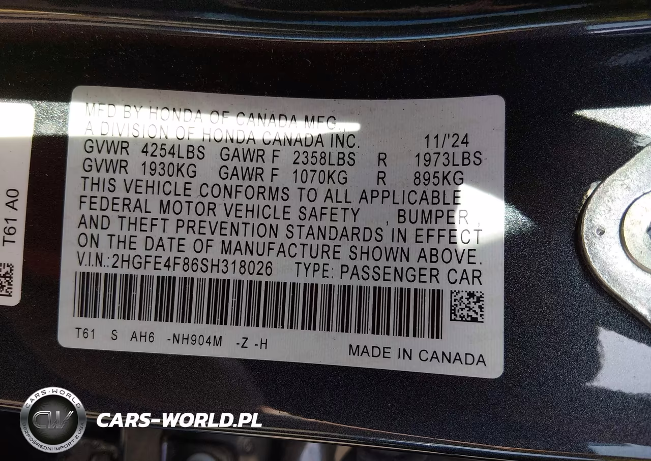 2025 Honda Civic Hybrid Sport-Sport Touring VIN:2HGFE4F86SH318026 - 9