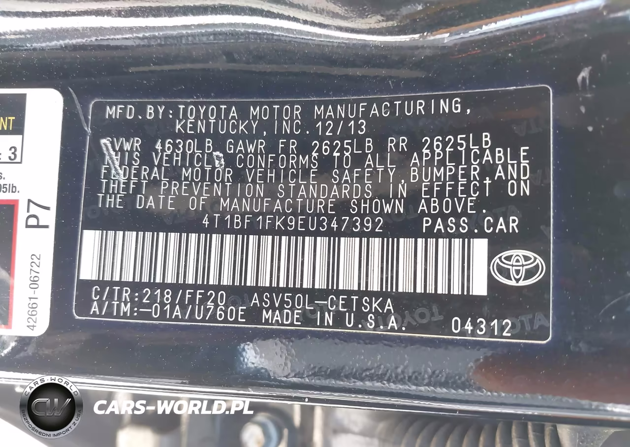 2014 Toyota Camry Se VIN:4T1BF1FK9EU347392 - 9