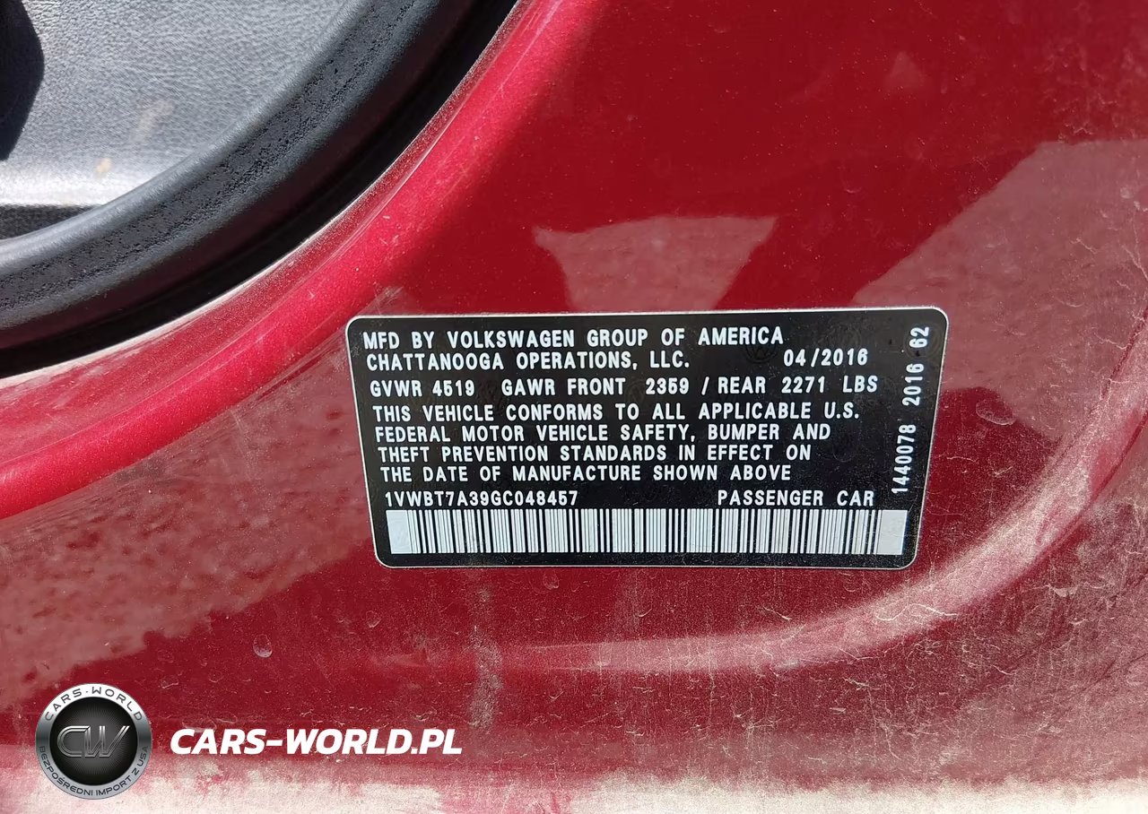 2016 Volkswagen Passat 1.8T Se VIN:1VWBT7A39GC048457 - 9