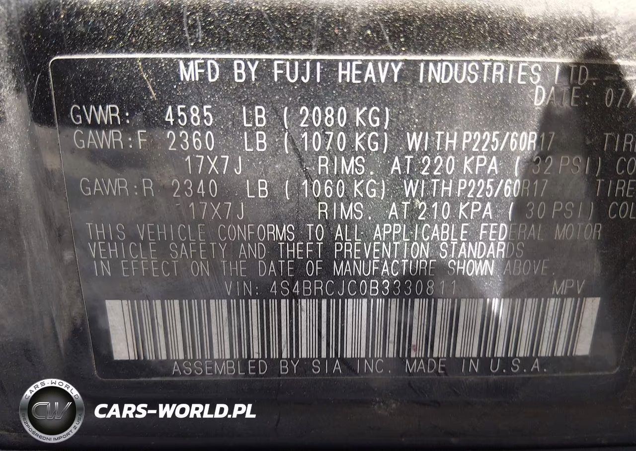 2011 Subaru Outback 2.5I Limited VIN:4S4BRCJC0B3330811 - 9