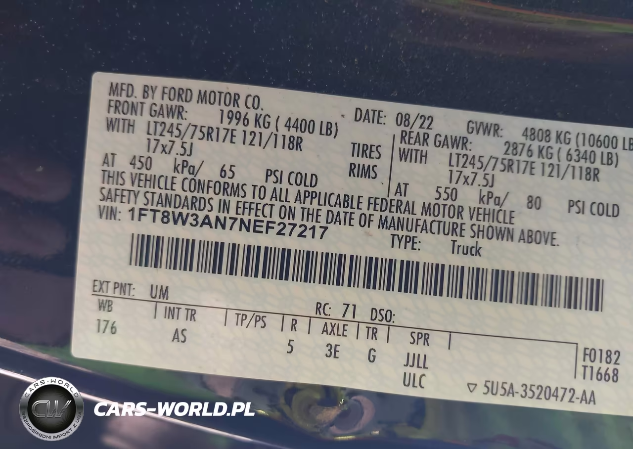 2022 Ford F-350 Xl VIN:1FT8W3AN7NEF27217 - 9