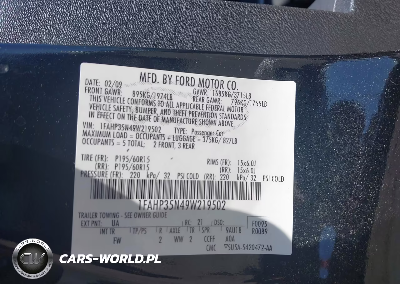2009 Ford Focus Se VIN:1FAHP35N49W219502 - 9