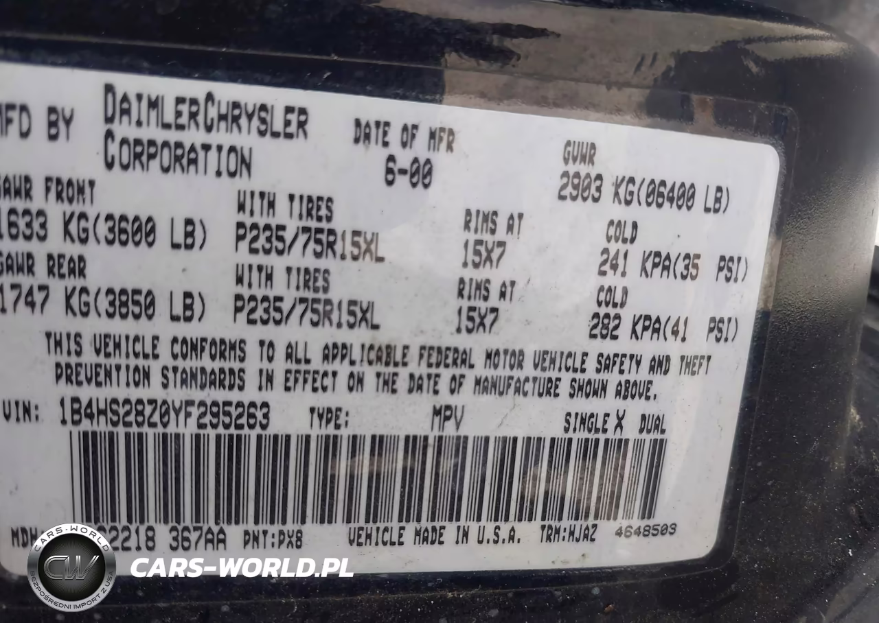 2000 Dodge Durango VIN:1B4HS28Z0YF295263 - 9