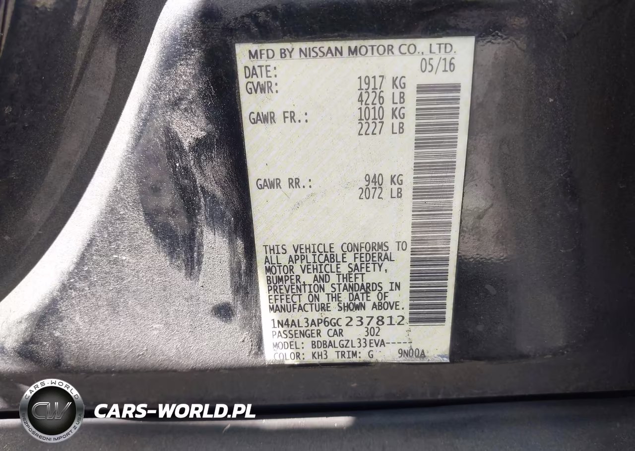 2016 Nissan Altima 2.5-2.5 S-2.5 Sl-2.5 Sr-2.5 Sv VIN:1N4AL3AP6GC237812 - 9