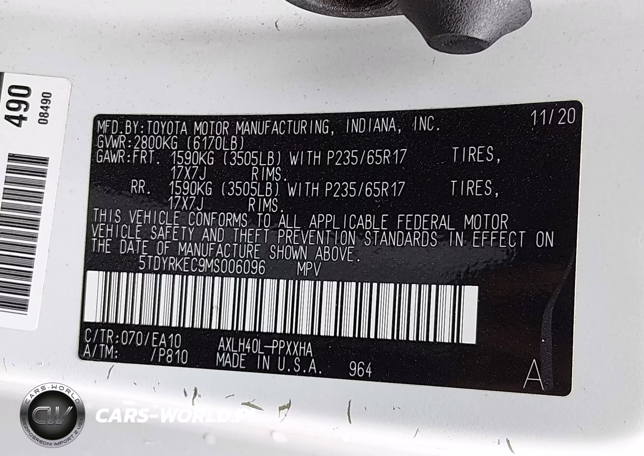 2021 Toyota Sienna Xle VIN:5TDYRKEC9MS006096 - 9