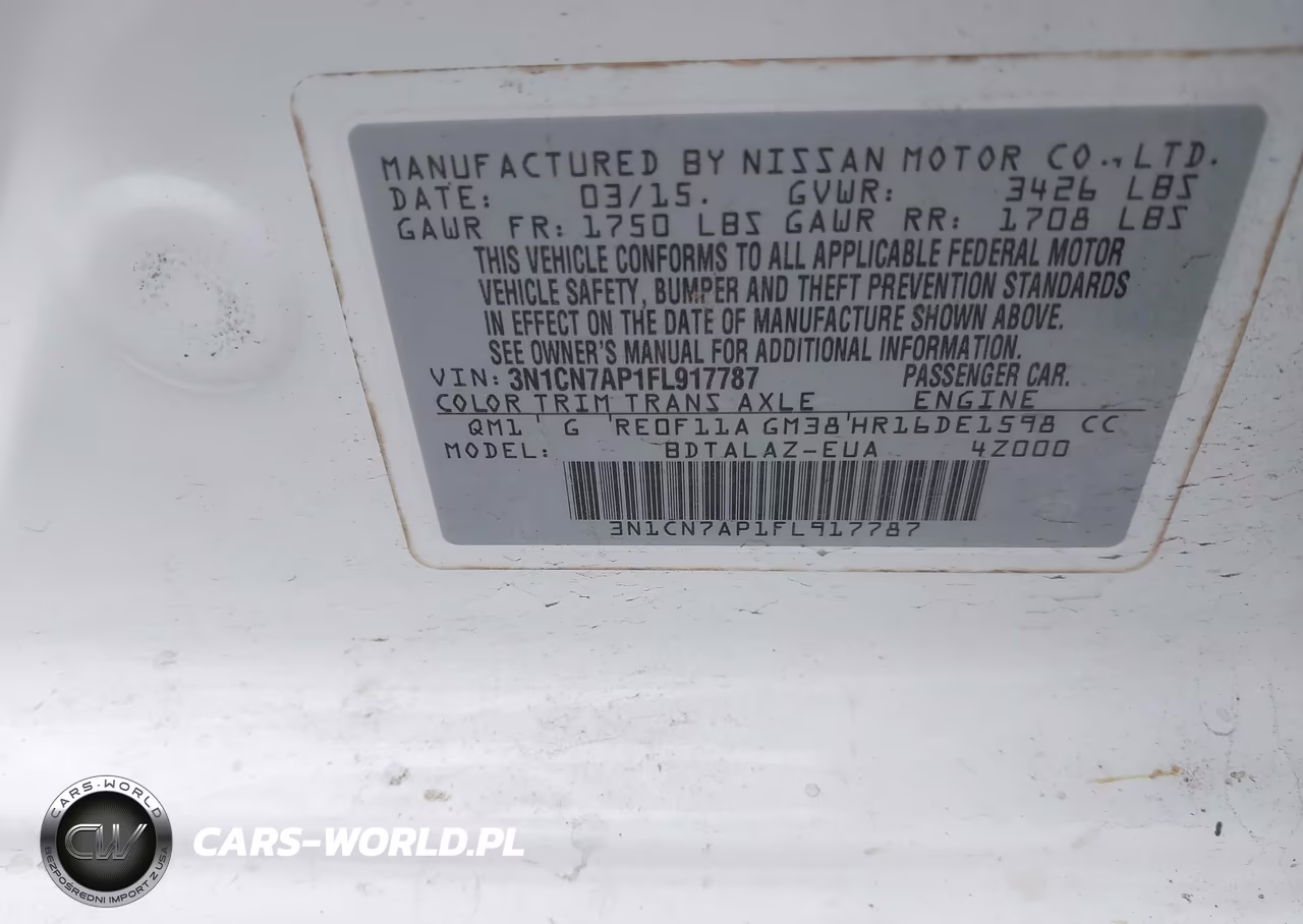 2015 Nissan Versa 1.6 S+ VIN:3N1CN7AP1FL917787 - 9
