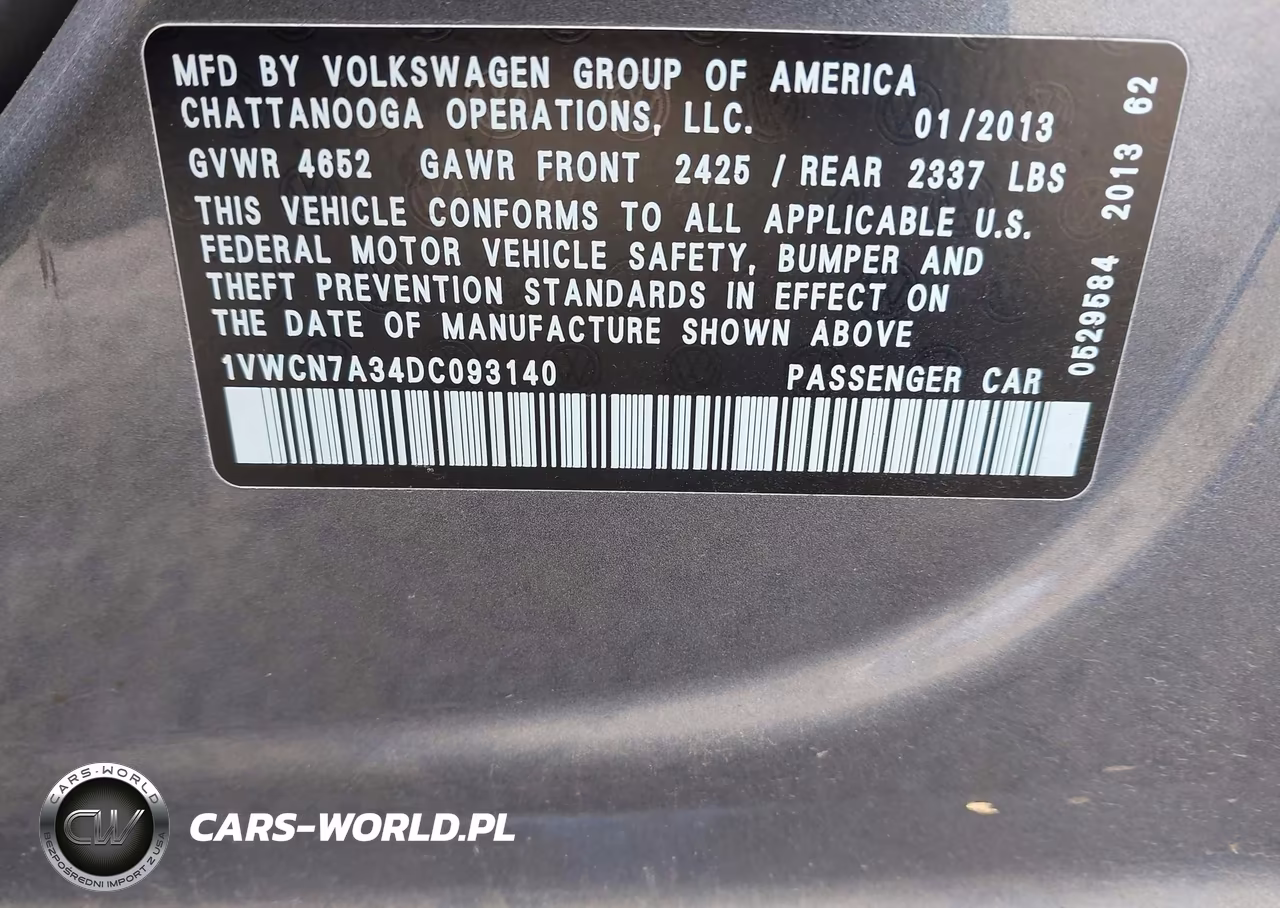 2013 Volkswagen Passat 2.0L Tdi Sel Premium VIN:1VWCN7A34DC093140 - 9