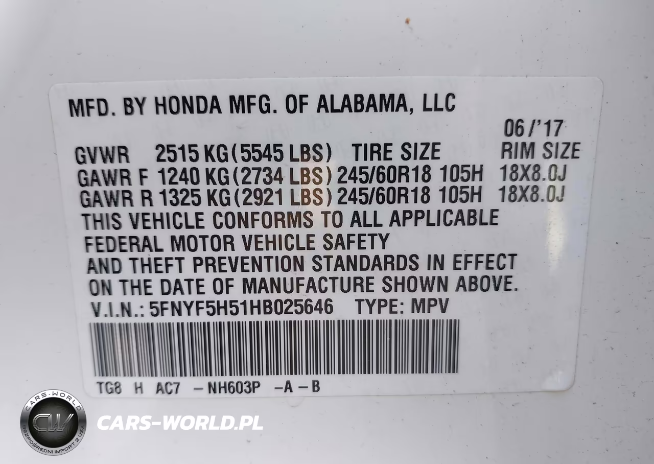 2017 Honda Pilot Ex-L VIN:5FNYF5H51HB025646 - 9