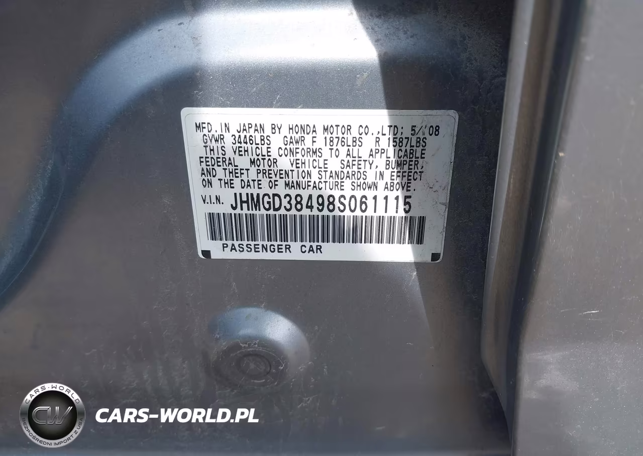 2008 Honda Fit VIN:JHMGD38498S061115 - 9