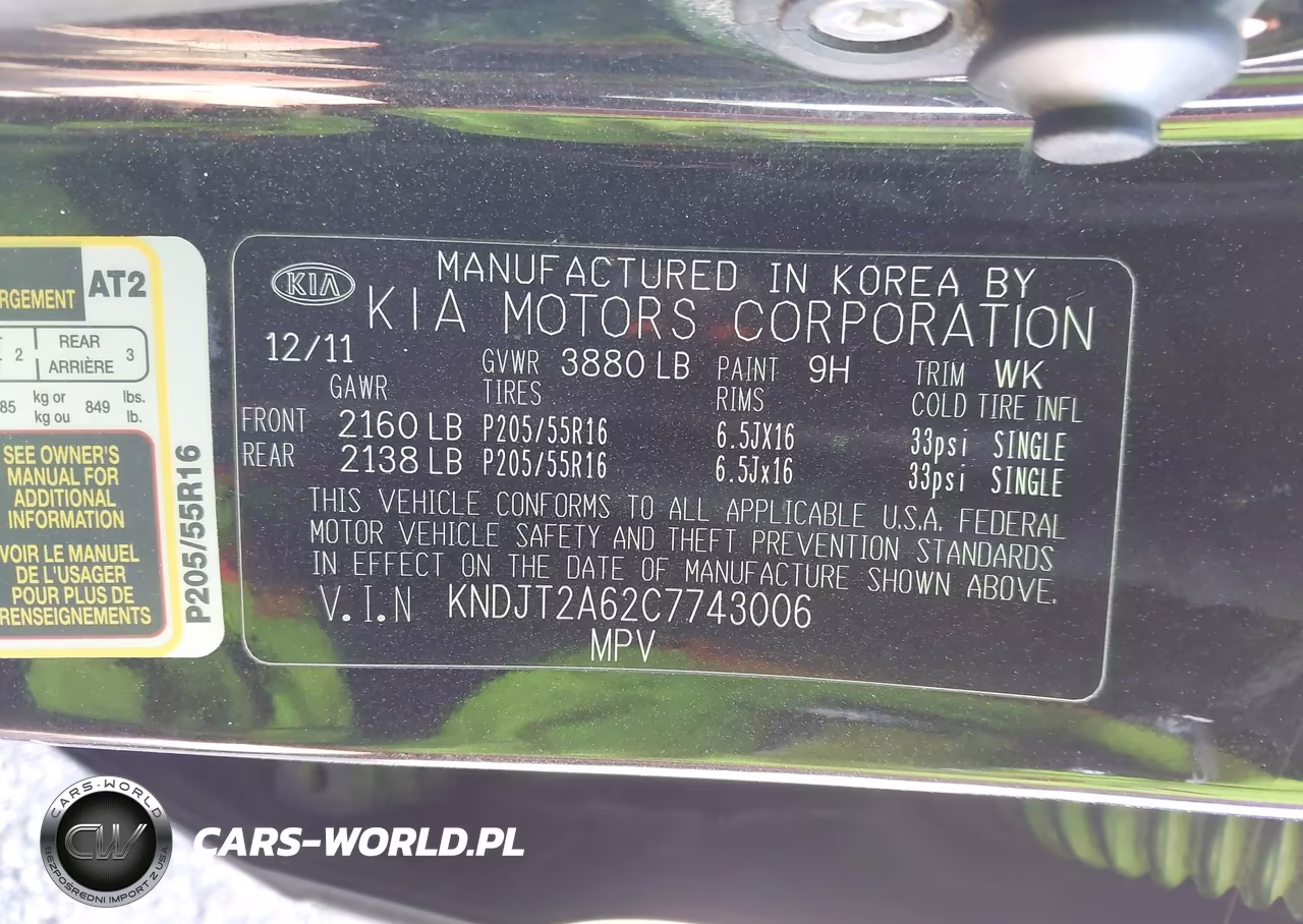 2012 Kia Soul + VIN:KNDJT2A62C7743006 - 9