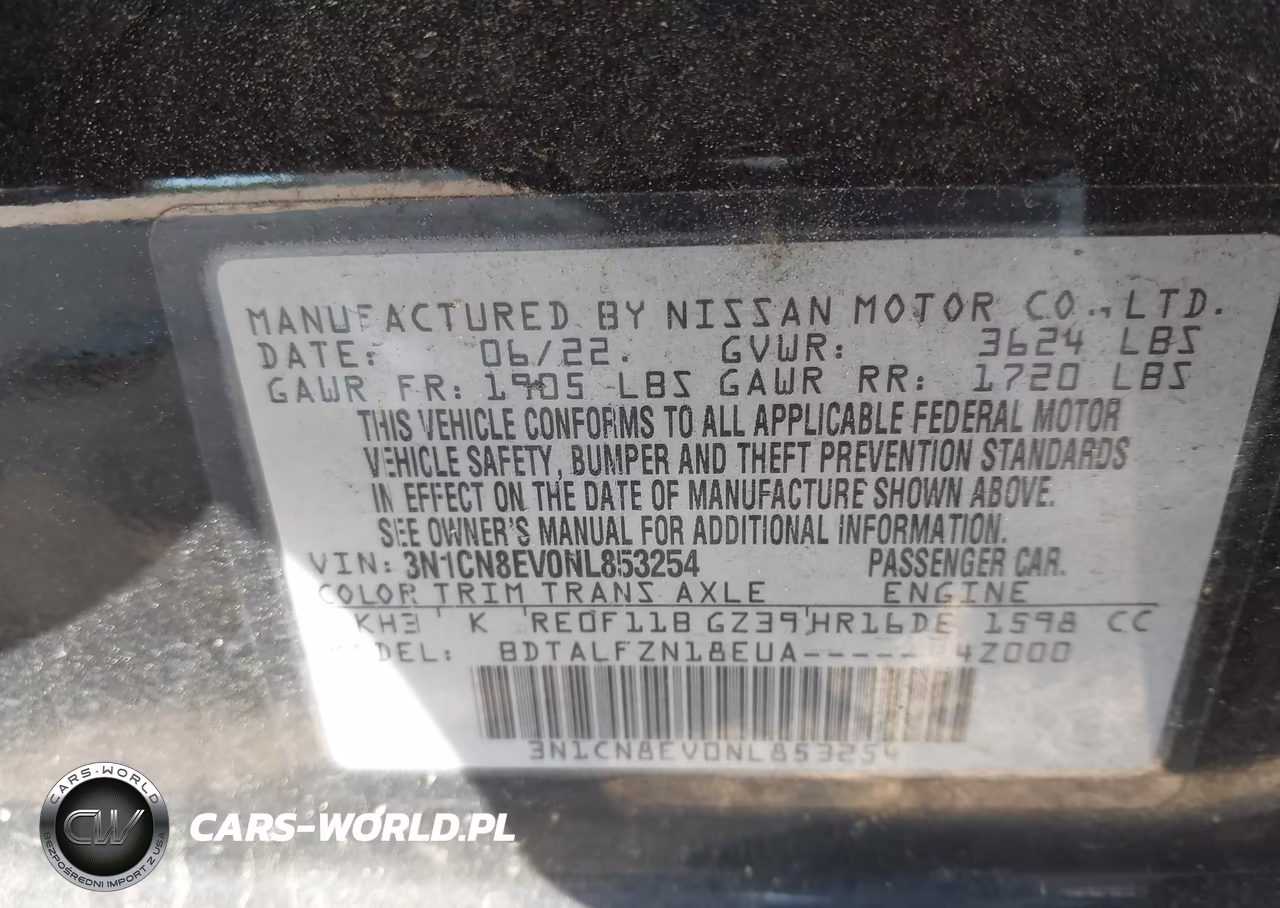 2022 Nissan Versa 1.6 Sv Xtronic Cvt VIN:3N1CN8EV0NL853254 - 9