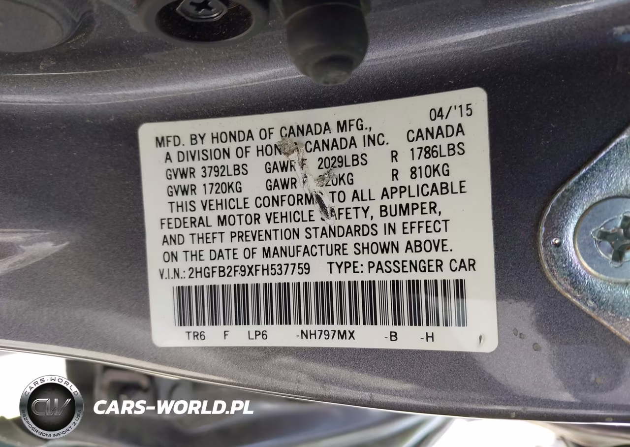 2015 Honda Civic Ex-L VIN:2HGFB2F9XFH537759 - 9