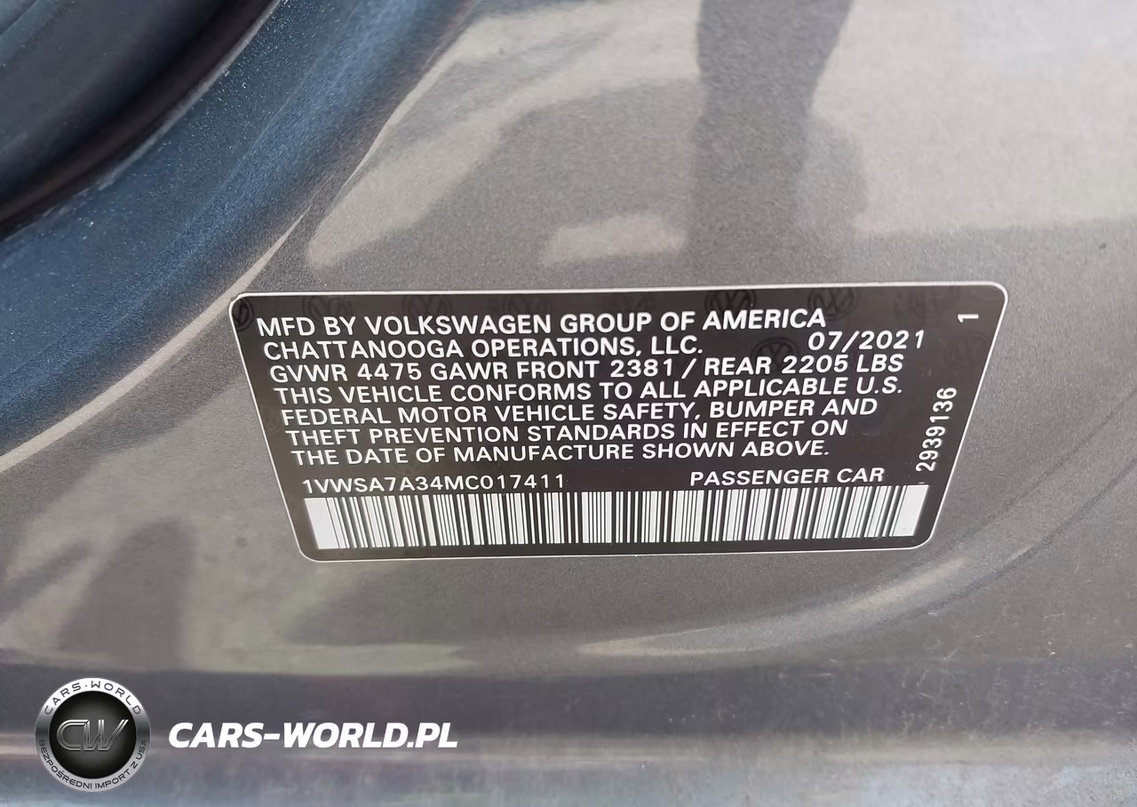 2021 Volkswagen Passat 2.0T Se VIN:1VWSA7A34MC017411 - 9