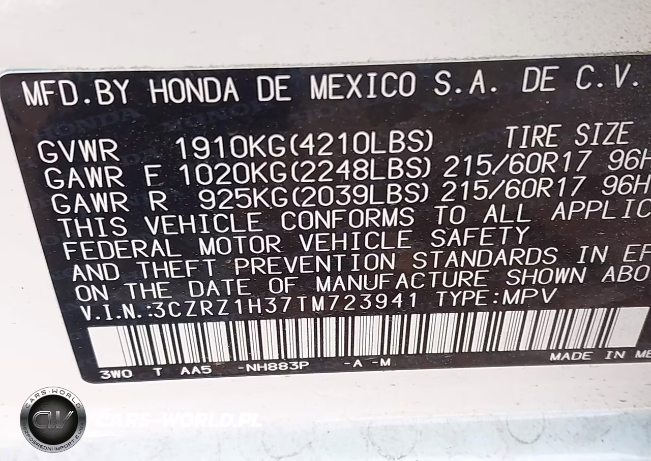 2026 Honda Hr-V 2Wd Lx VIN:3CZRZ1H37TM723941 - 9