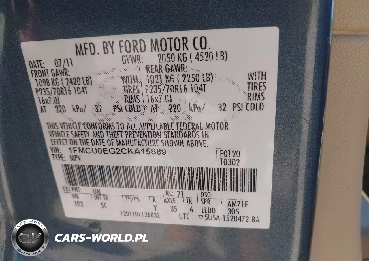 2012 Ford Escape Limited VIN:1FMCU0EG2CKA15689 - 9