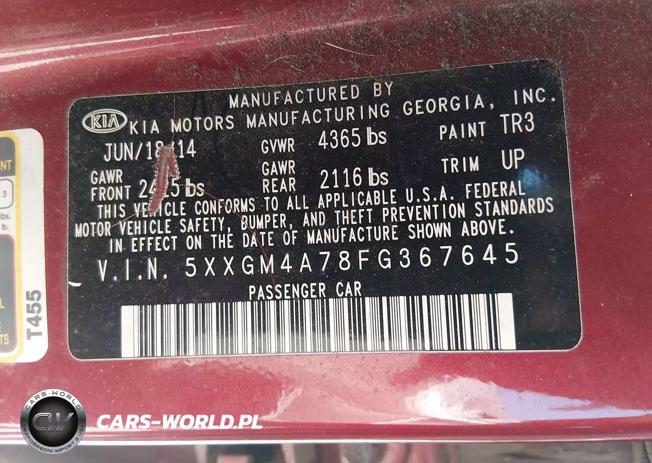 2015 Kia Optima Lx VIN:5XXGM4A78FG367645 - 9