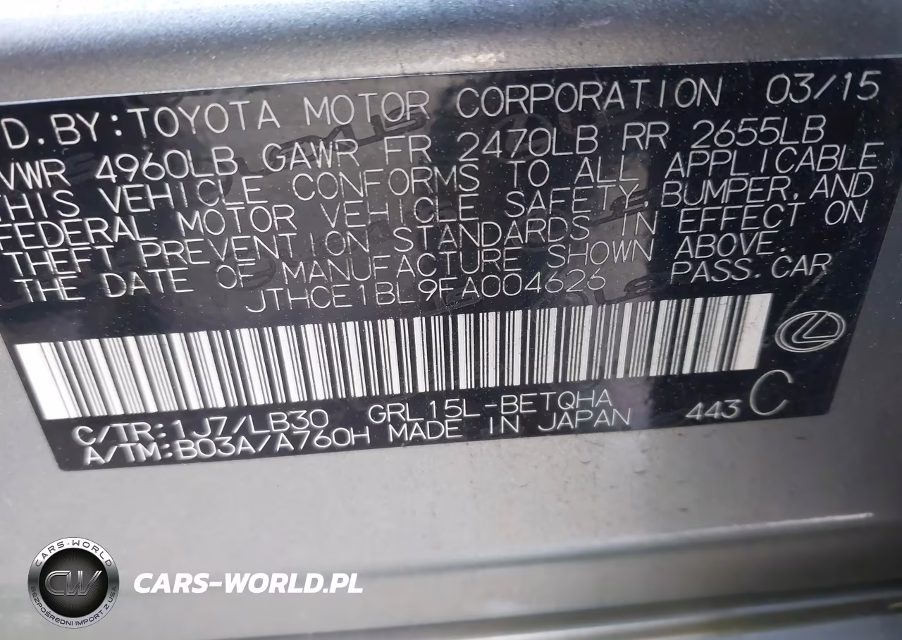 2015 Lexus Gs 350 VIN:JTHCE1BL9FA004626 - 9