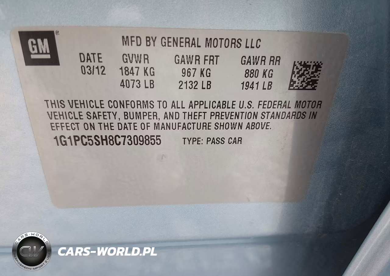 2012 Chevrolet Cruze Ls VIN:1G1PC5SH8C7309855 - 9