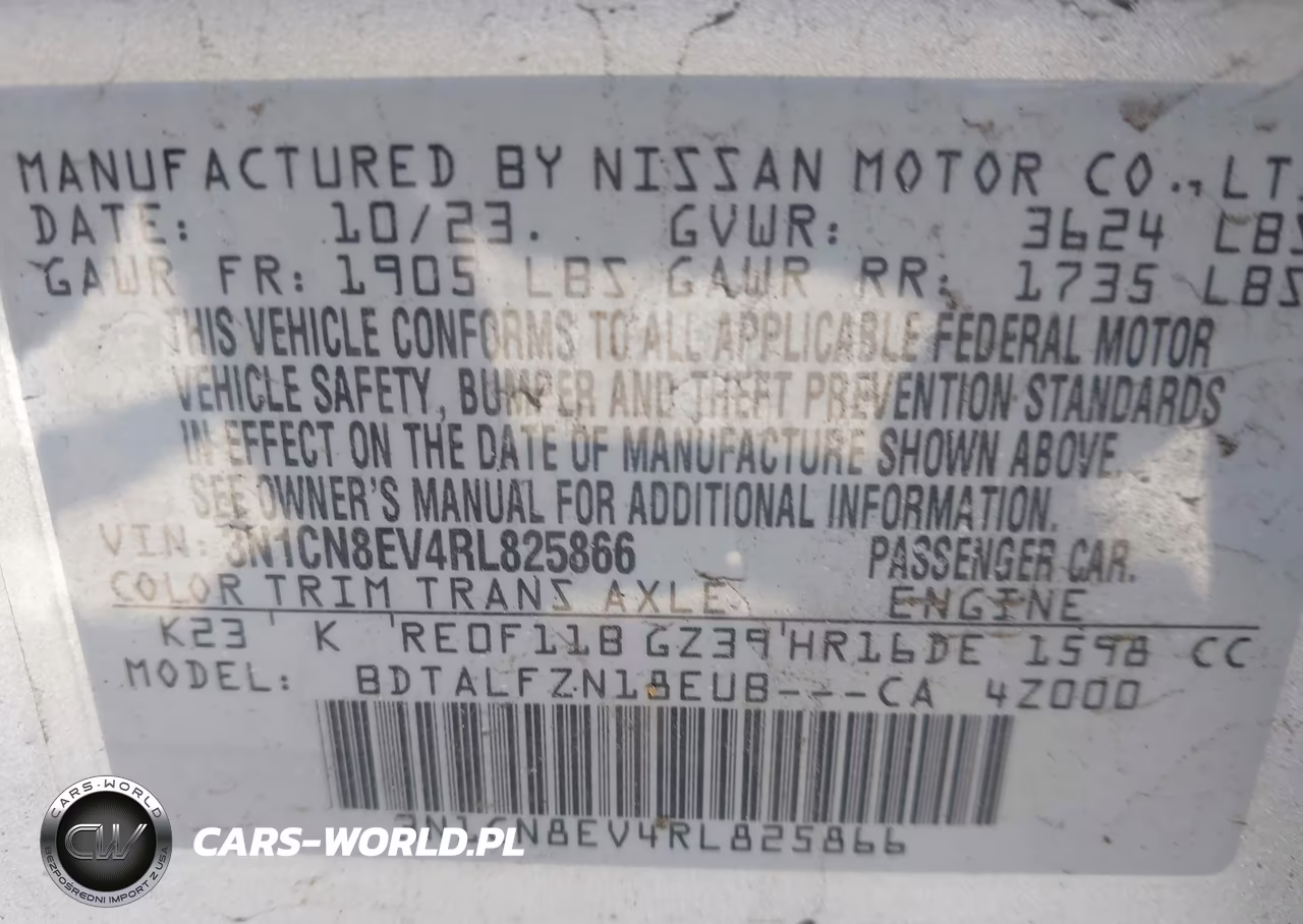 2024 Nissan Versa 1.6 Sv VIN:3N1CN8EV4RL825866 - 9