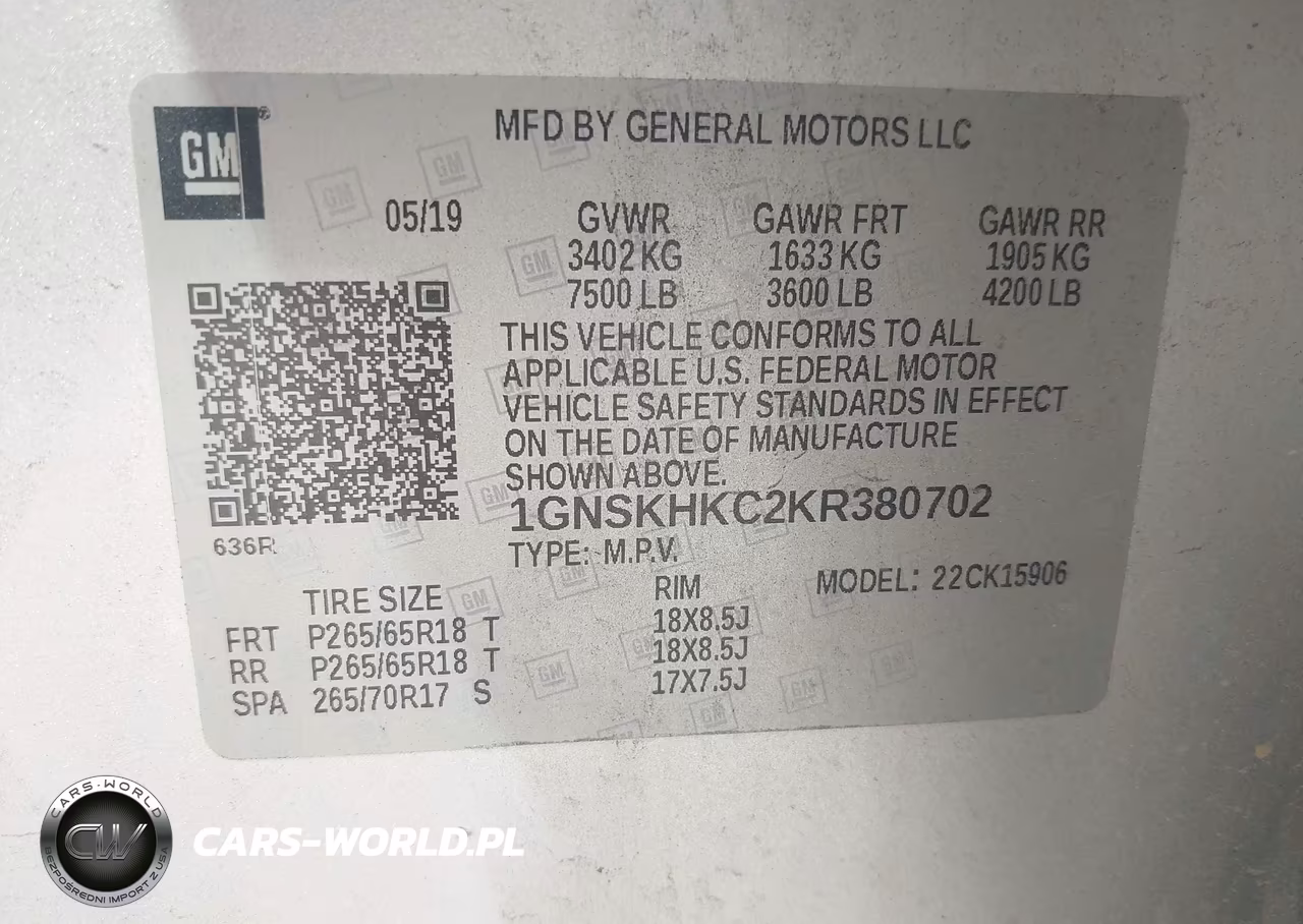 2019 Chevrolet Suburban Lt VIN:1GNSKHKC2KR380702 - 9