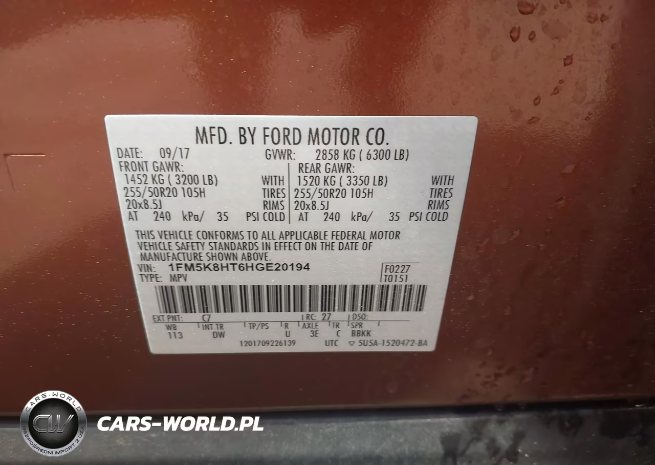 2017 Ford Explorer Platinum VIN:1FM5K8HT6HGE20194 - 9