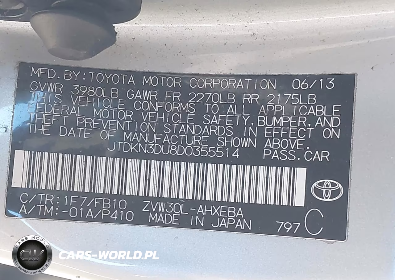 2013 Toyota Prius Two VIN:JTDKN3DU8D0355514 - 9