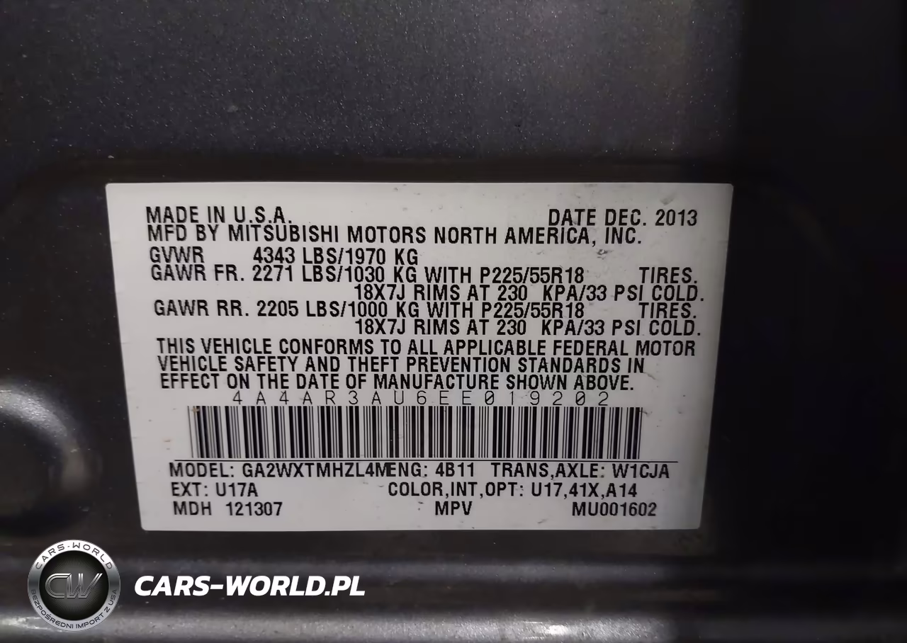 2014 Mitsubishi Outlander Sport Es VIN:4A4AR3AU6EE019202 - 9