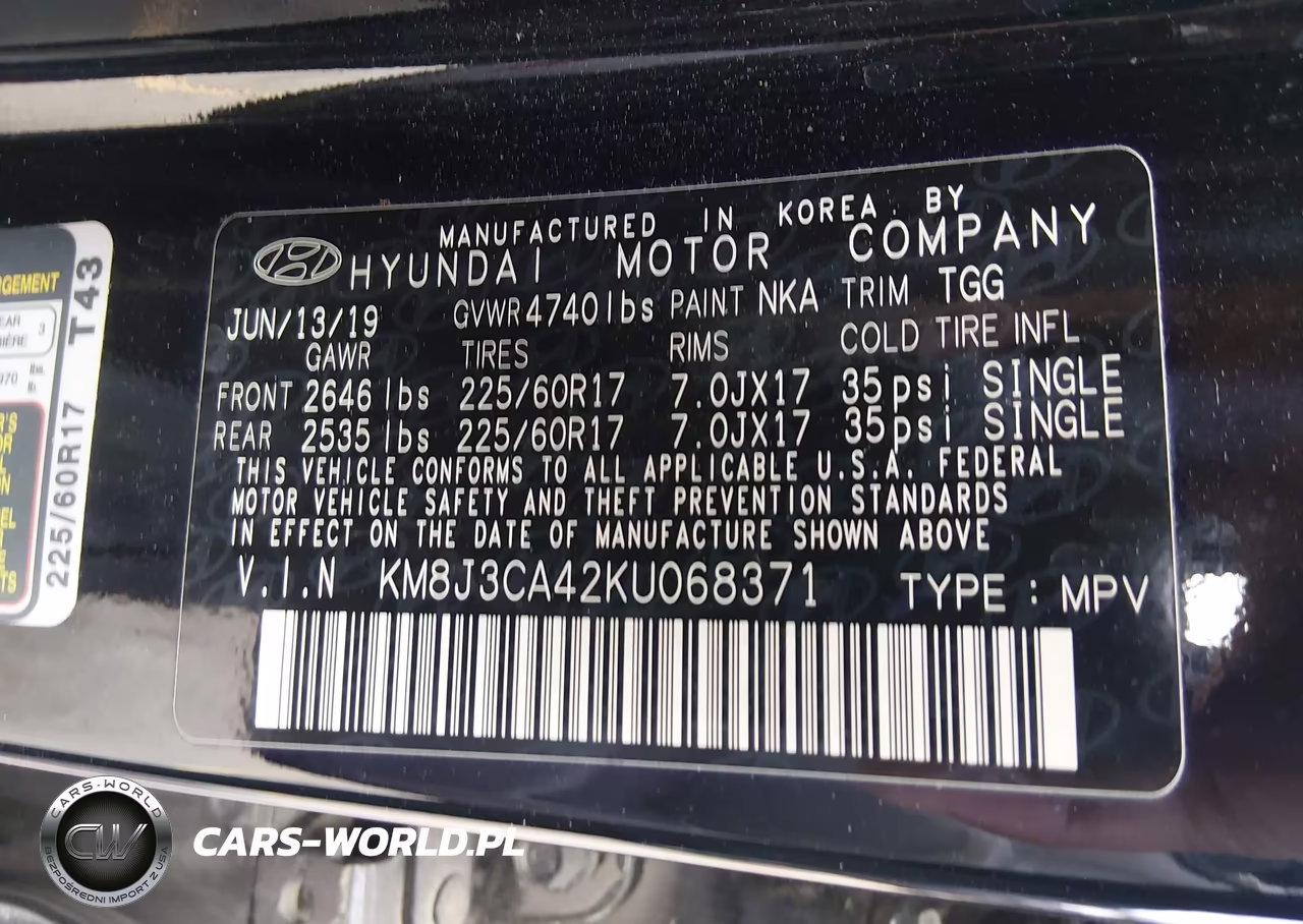 2019 Hyundai Tucson Value VIN:KM8J3CA42KU068371 - 9