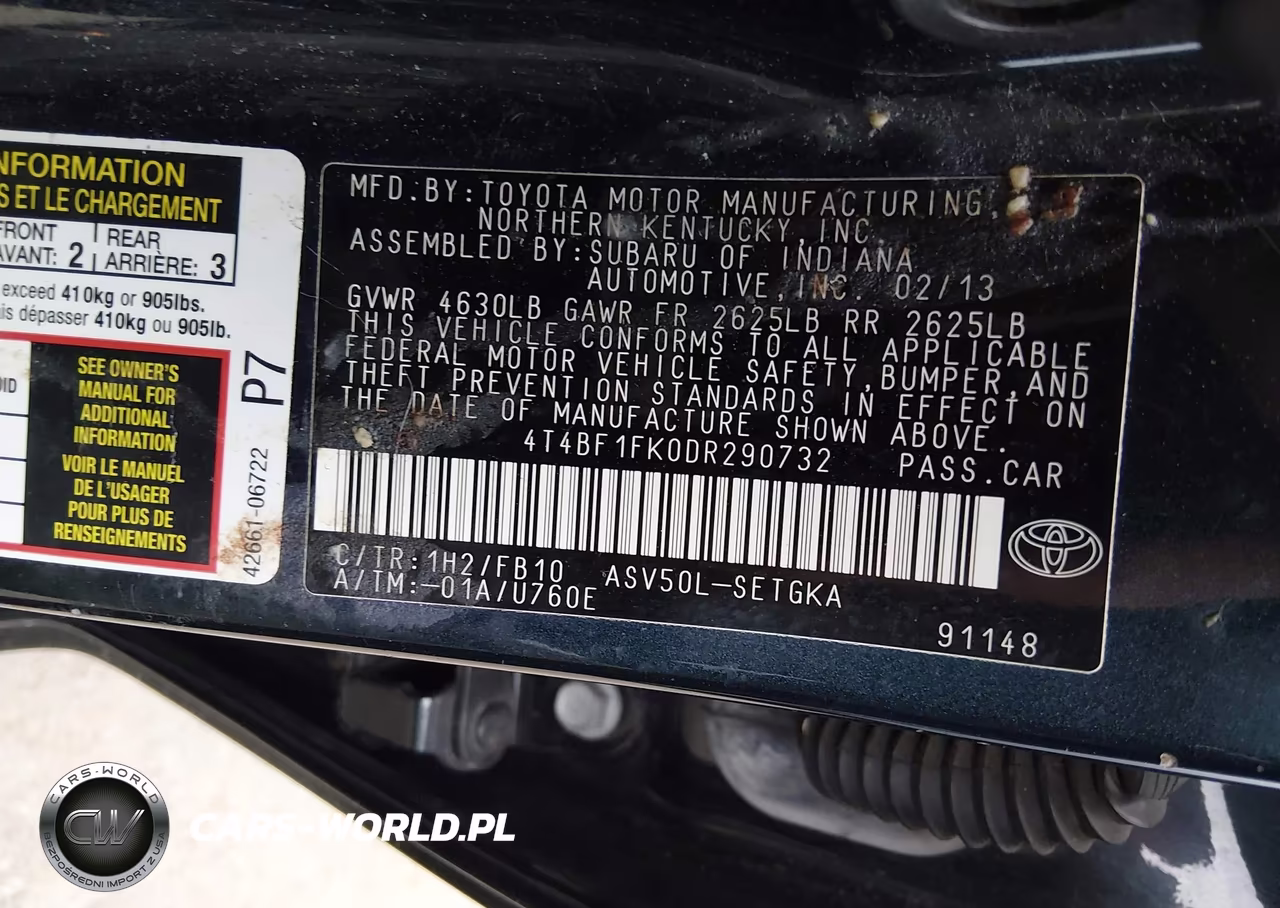 2013 Toyota Camry Xle VIN:4T4BF1FK0DR290732 - 9