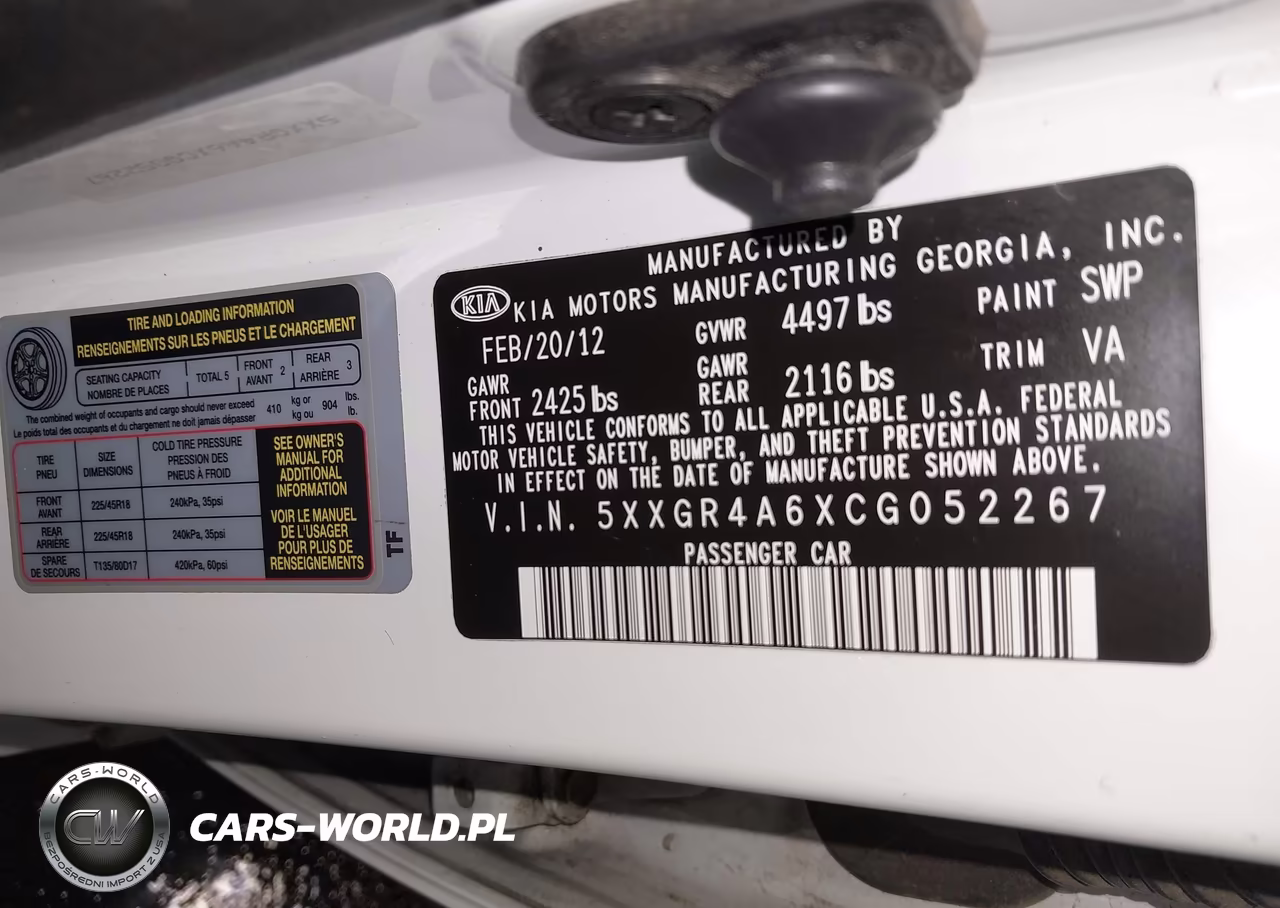 2012 Kia Optima Sx VIN:5XXGR4A6XCG052267 - 9