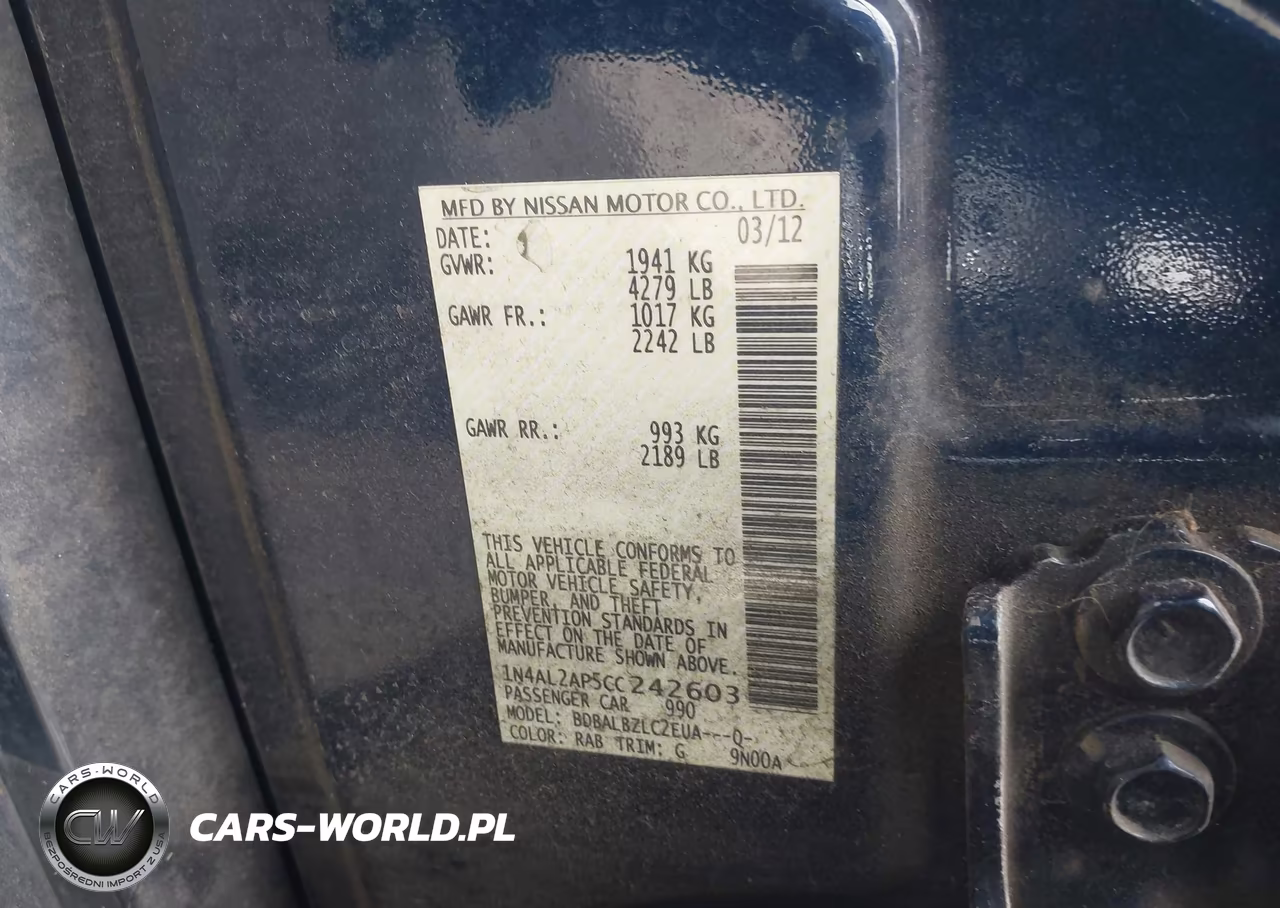 2012 Nissan Altima 2.5 S VIN:1N4AL2AP5CC242603 - 9