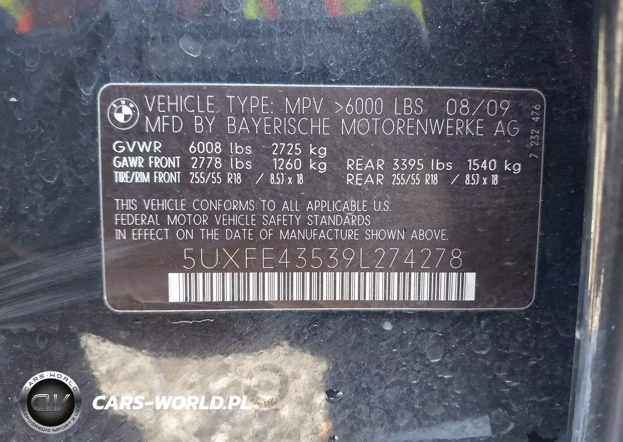 2009 BMW X5 xDrive30I VIN:5UXFE43539L274278 - 9