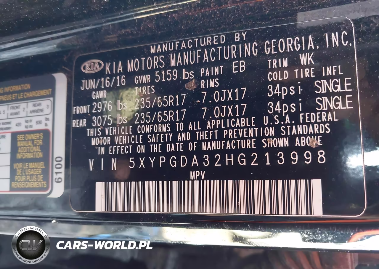 2017 Kia Sorento 2.4L Lx VIN:5XYPGDA32HG213998 - 9