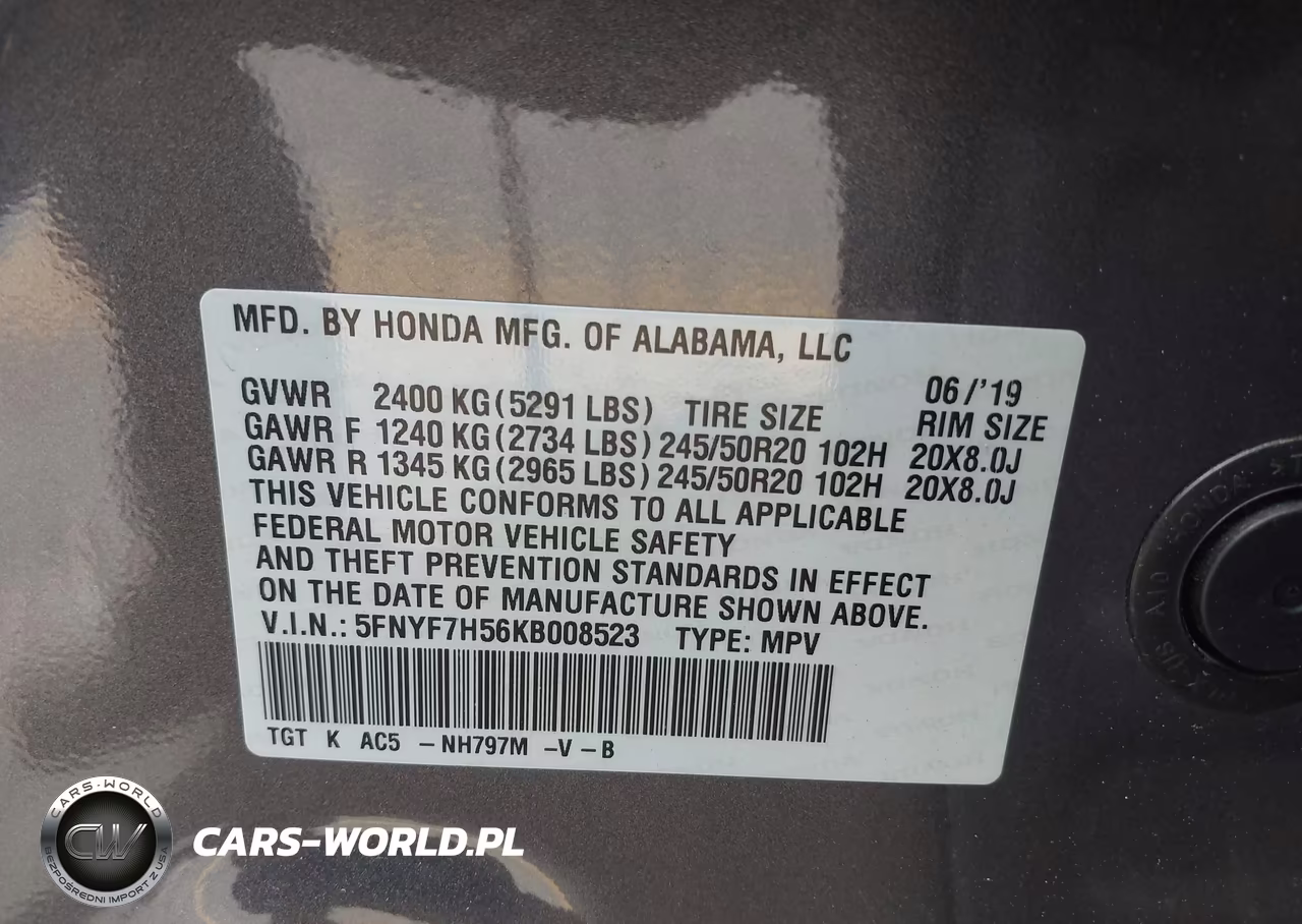2019 Honda Passport Ex-L VIN:5FNYF7H56KB008523 - 9