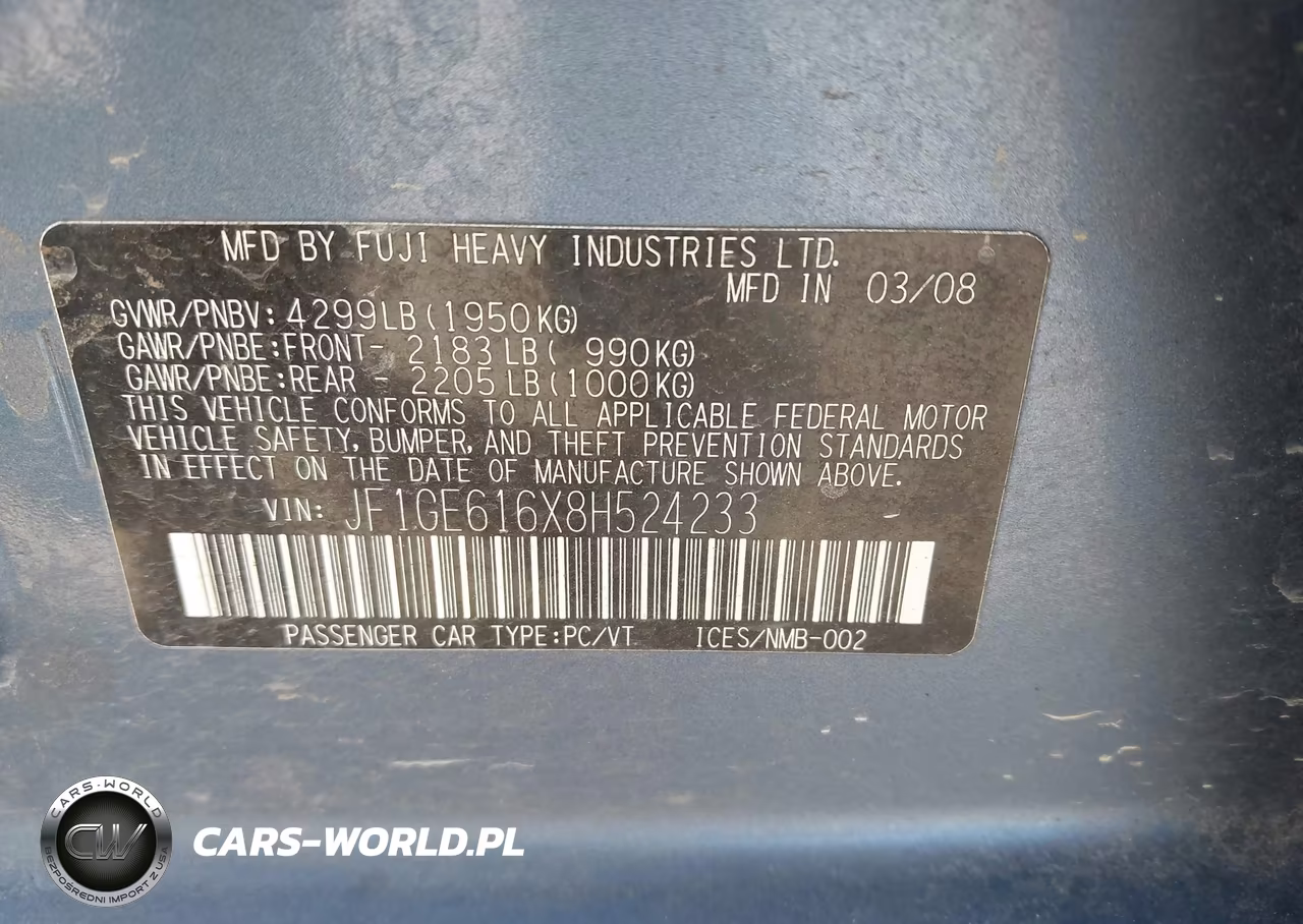 2008 Subaru Impreza 2.5I VIN:JF1GE616X8H524233 - 9
