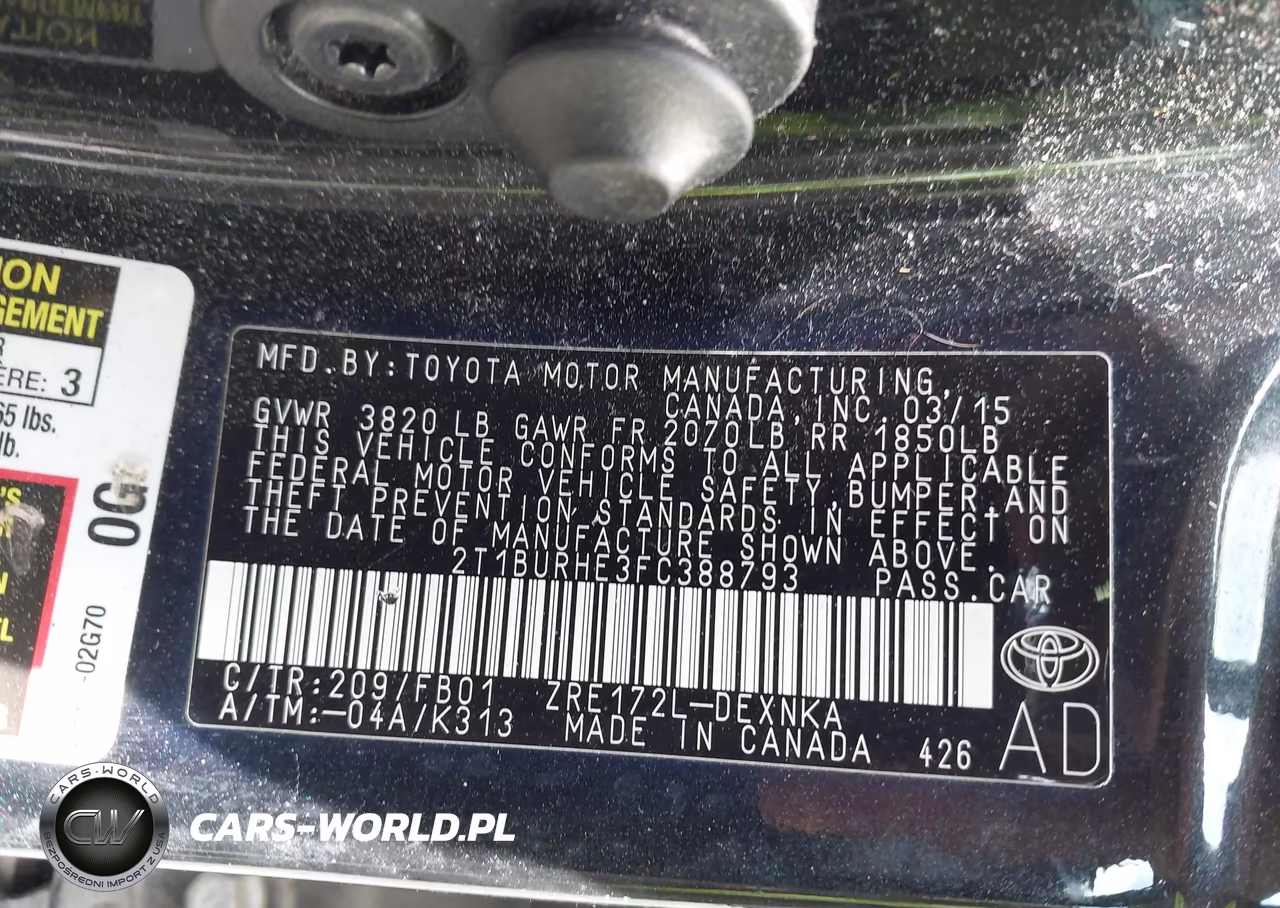 2015 Toyota Corolla Le VIN:2T1BURHE3FC388793 - 9