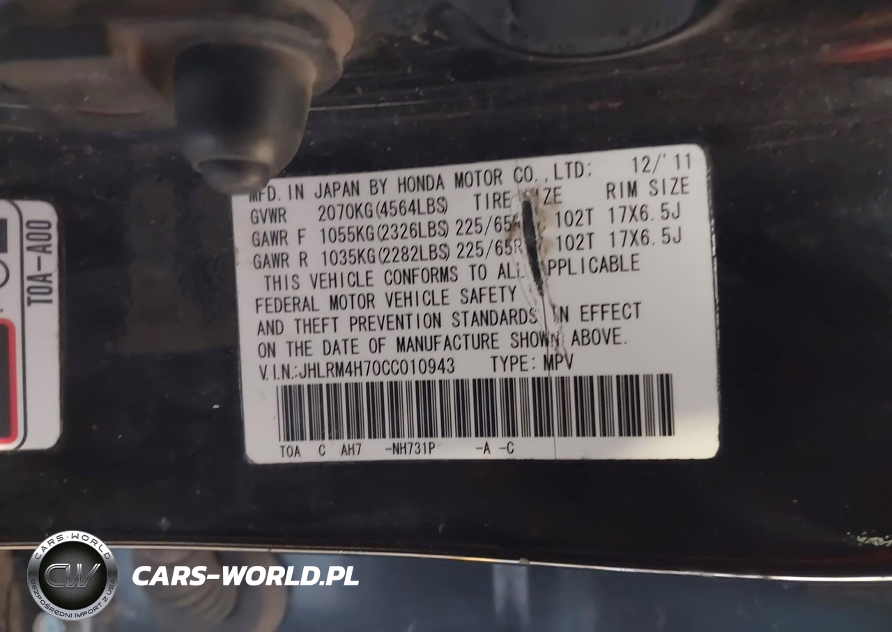2012 Honda Cr-V Ex VIN:JHLRM4H70CC010943 - 9
