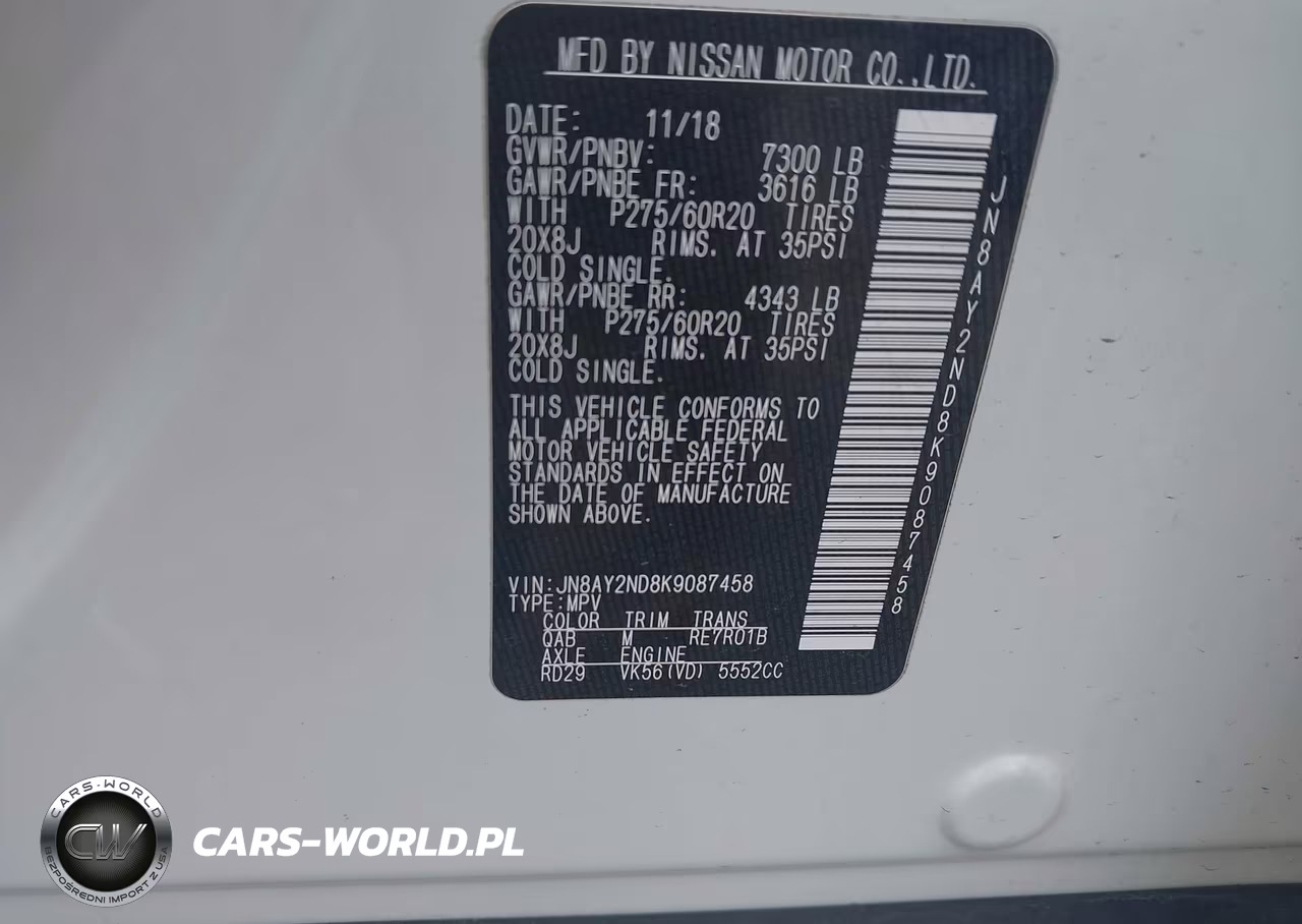 2019 Nissan Armada Sl VIN:JN8AY2ND8K9087458 - 9