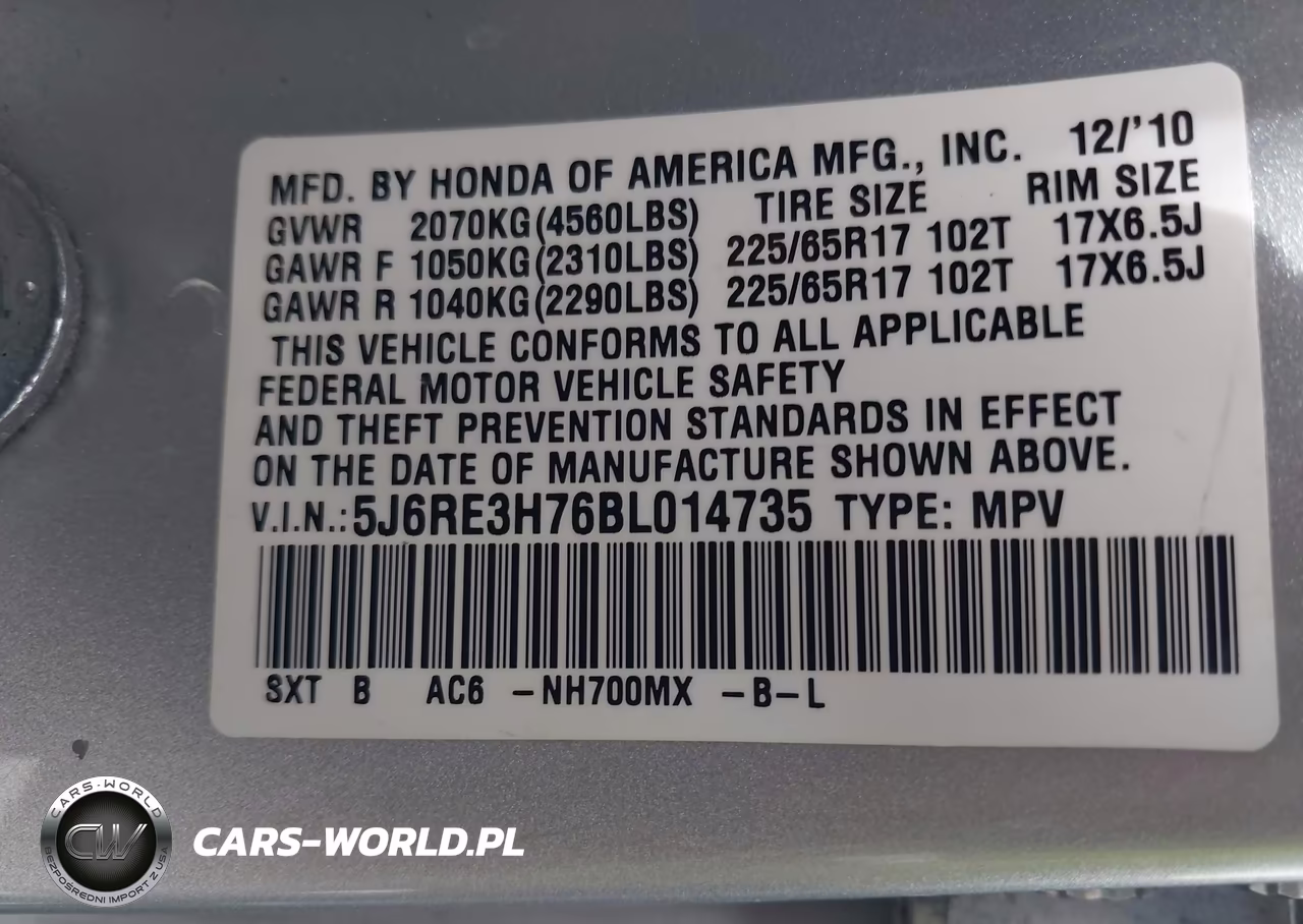 2011 Honda Cr-V Ex-L VIN:5J6RE3H76BL014735 - 9