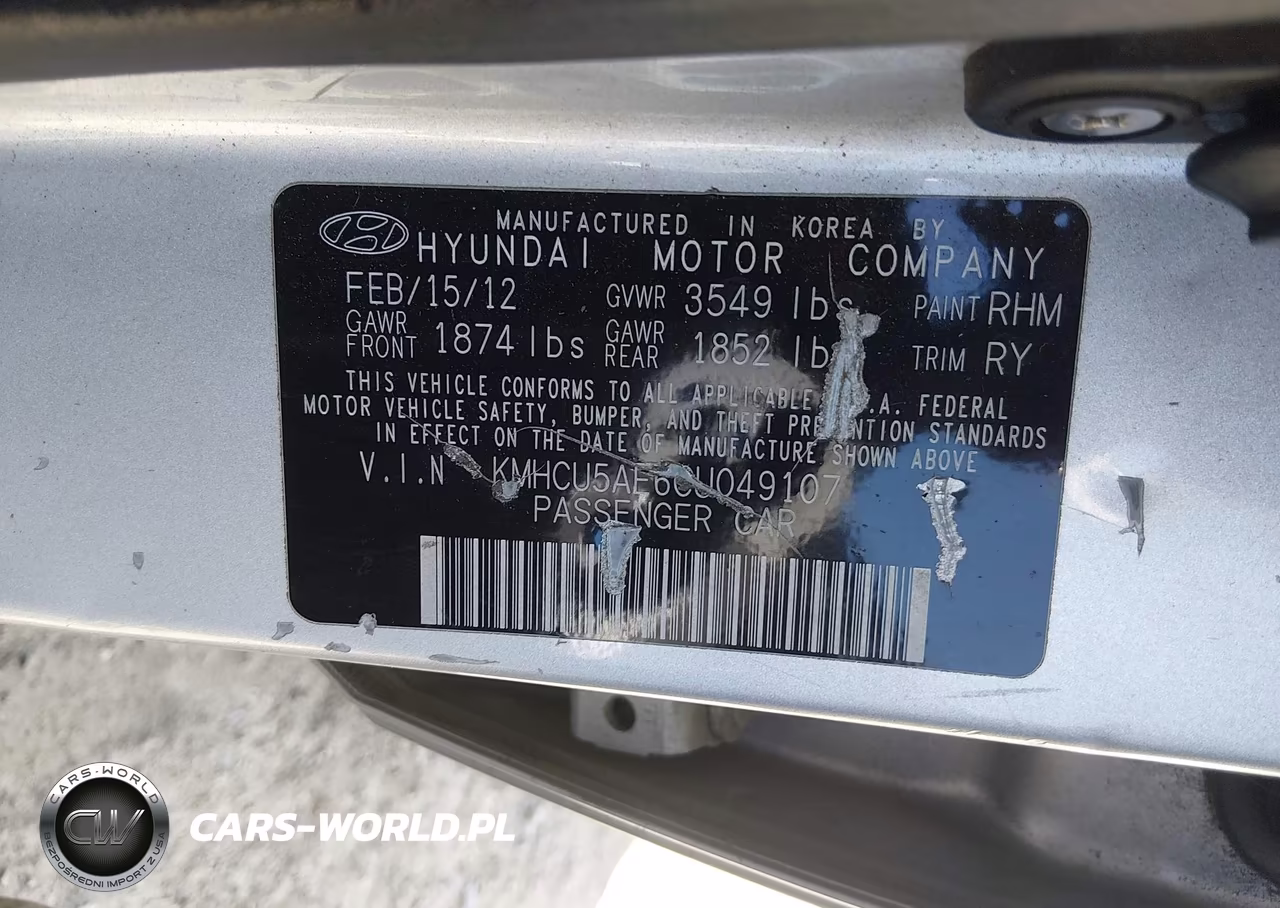 2012 Hyundai Accent Se VIN:KMHCU5AE6CU049107 - 9