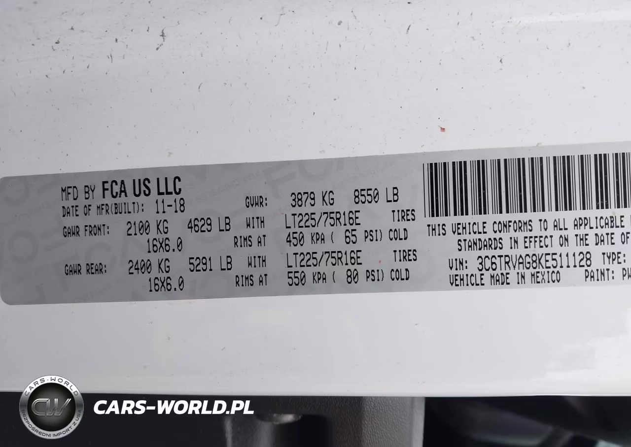 2019 Ram Promaster 1500 Low Roof 136 Wb VIN:3C6TRVAG8KE511128 - 9