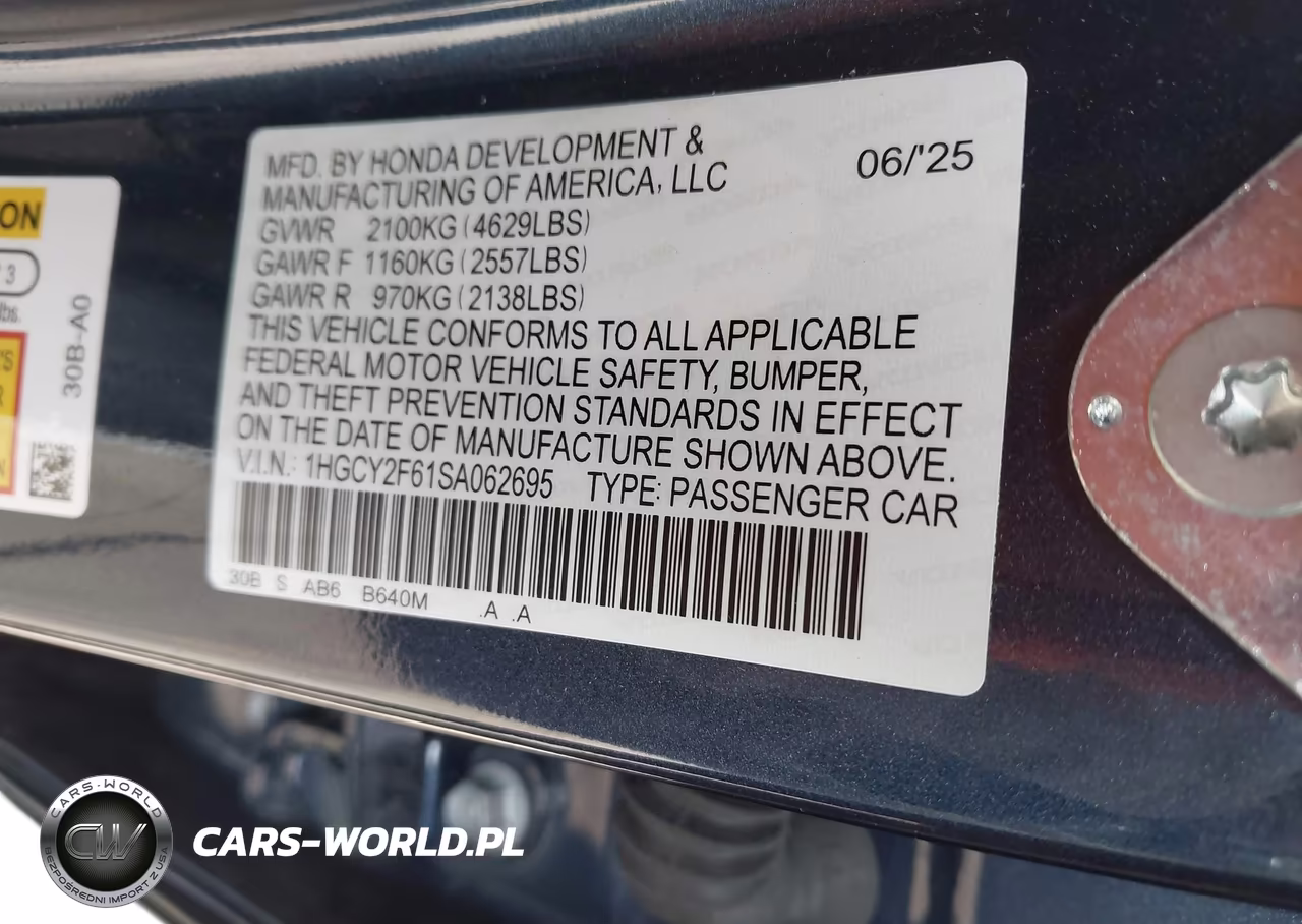 2025 Honda Accord Hybrid Ex-L VIN:1HGCY2F61SA062695 - 9